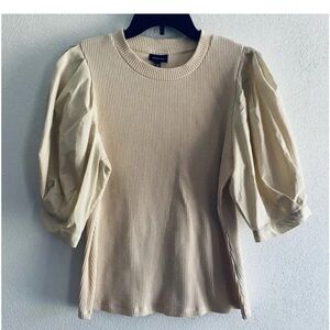 XXL Who What Wear puff sleeve ribbed shirt
